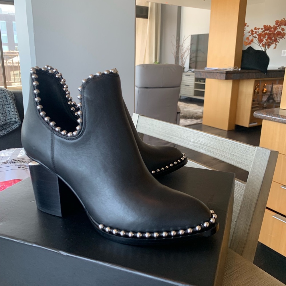ALEXANDER WANG BLACK LEATHER GABI CUTOUT HEEL BOOT